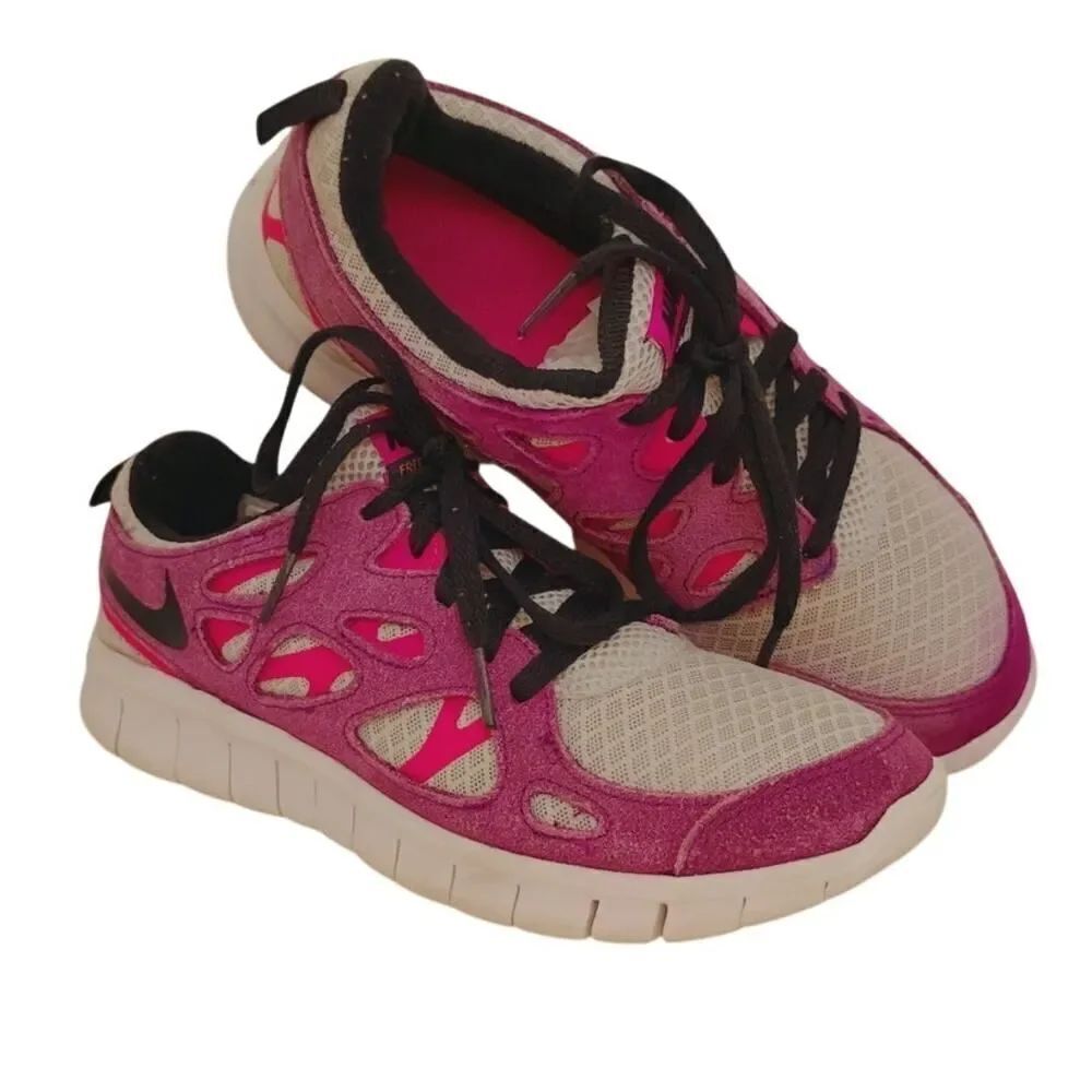 Nike Free Run 2 Girls Pink/Gray Sneakers - Size 6.5 Youth